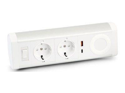 Urban Factory : TRIPLE EU POWER SOCKET 1 USB-A et 1 USB-C 3A - SILVER avec HITE