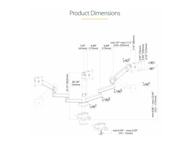 Startech : TRIPLE MONITOR DESK MOUNT - UP TO 27INCH SCREENS SPRING ARMS