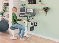 LEITZ Bureau assis-debout Ergo, avec roulettes, blanc