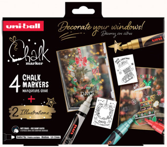 uni-ball Marqueur craie Chalk marker, coffret Noël TRADI