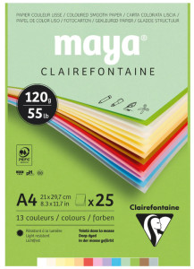 Clairefontaine Bloc de papier couleur MAYA, A4, 270 g/m2