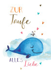 Carte de baptême Cactus « Baleine bleue » Carte de baptême Cactus « Baleine bleue »