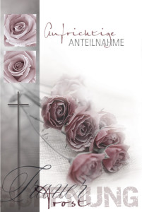 Carte de condoléances Cactus « Croix avec roses roses »