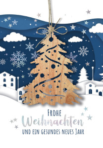 Carte de Noël Cactus « Bonhomme de neige », avec application en bois