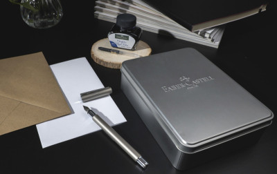 FABER-CASTELL Set d'écriture NEO Slim Acier, mat