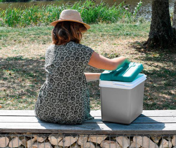 Glacière en plastique EDA, 15 litres, gris/bleu lagon