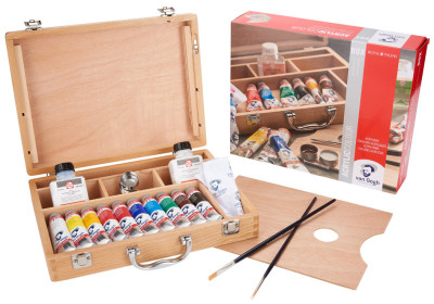 ROYAL TALENS Van Gogh Holzkoffer-Set Acrylfarben Basic