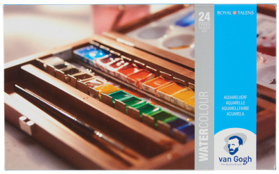 ROYAL TALENS Van Gogh Holzkasten-Set Aquarell, 24er Set