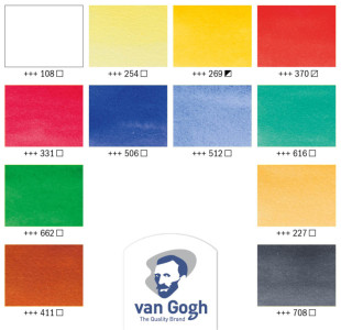 ROYAL TALENS Van Gogh Holzkasten-Set Aquarell, 12er Set
