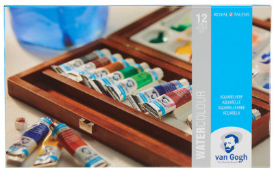 ROYAL TALENS Van Gogh Holzkasten-Set Aquarell, 12er Set
