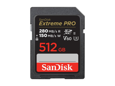 SANDISK : PRO 512GB V60 UHS-II SD CARDS 280/150MB/S V60 C10 UHS-II