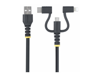 Startech : RUGGED USB MULTI CHARGING cable USB TO LIGHTNING/MICRO-USB/TYPE-