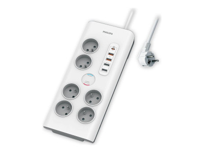 MCL Samar : MULTIPLUG SURGE PROTECTOR 6SOCKET TYPEC CHARGER et 4 USBA