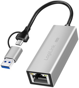LogiLink USB auf RJ45 Ethernet Netzwerkadapter, grau