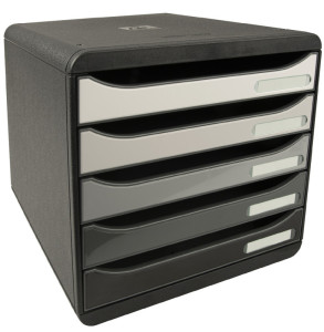 Bloc-tiroirs EXACOMPTA BIG-BOX PLUS, 5 tiroirs, gris clair