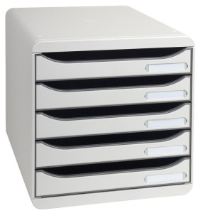 Bloc-tiroirs EXACOMPTA BIG-BOX PLUS, 5 tiroirs, gris clair