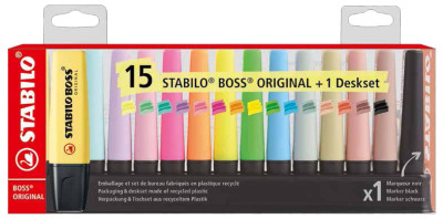 STABILO Surligneur BOSS ORIGINAL, set de table de 15