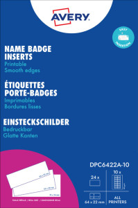 AVERY Insert imprimable pour badge, 190 g/m2, 65x30mm, blanc