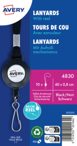 AVERY Lacet textile avec enrouleur, noir