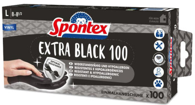 Spontex Gants en vinyle Extra Black, taille: M, noir