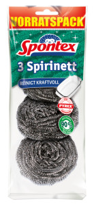 Spontex Spirale à récurer en inox Spirinett, 2+1 GRATUIT