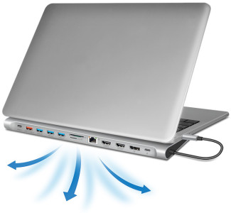 LogiLink USB 3.2 (Gen 2) Docking Station, 12-Port, silber
