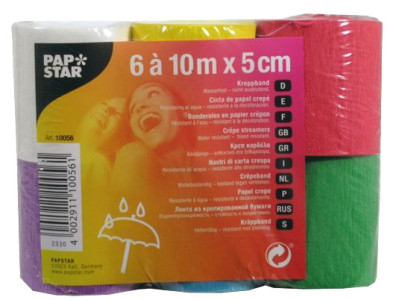 PAPSTAR Banderole de papier crépon, 50 mm x 10 m, pack de 6