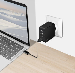LogiLink Chargeur secteur USB, 4x USB-A, 24 watts, blanc