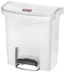 Rubbermaid Collecteur à pédale Slim Jim, 15 litres, blanc
