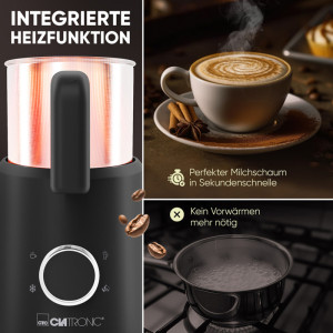 CLATRONIC Mousseur à lait MS 3812, inox/noir