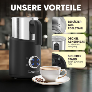 CLATRONIC Mousseur à lait MS 3812, inox/noir