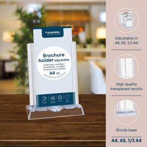 EUROPEL Porte-brochures de table, réglable, 1 compartiment