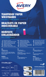 AVERY Bracelet imprimable, 256 x 19 mm, jaune fluo