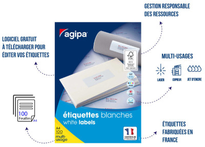 agipa Etiquette universelle, 199,6 x 289,1 mm, blanc
