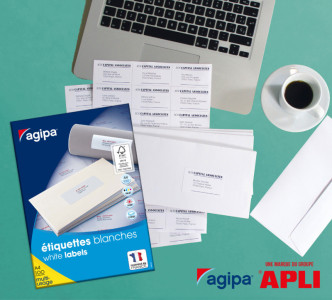 agipa Etiquette universelle, 35,6 x 16,9 mm, blanc