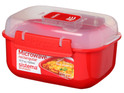 Sistema Boîte pour micro-ondes RECTANGULAR, 525 ml, rouge