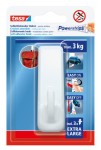 tesa Crochet Powerstrips EXTRA LARGE rectangulaire, blanc