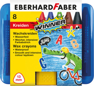 EBERHARD FABER Craie de cire triangulaire WINNER, étui de 8