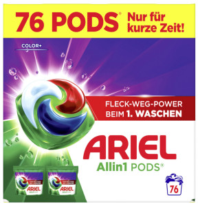 ARIEL Lessive en capsules All-in-1 Color+, 76 lavages