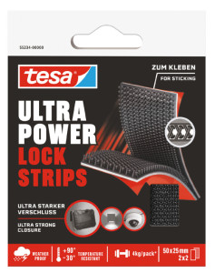 tesa Bande auto-agrippante Ultra Power Lock Strips, 25x50mm