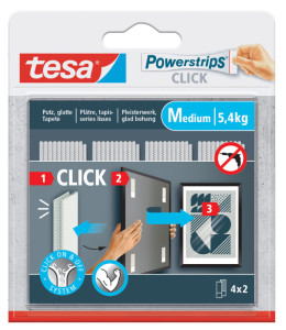 tesa Bande auto-agrippante Powerstrips CLICK, small, blanc