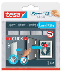tesa Bande auto-agrippante Powerstrips CLICK, small, blanc