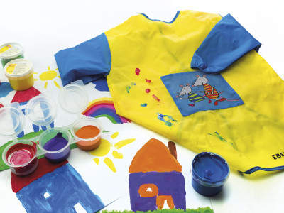 EBERHARD FABER Malschürze Mini Kids, gelb/blau
