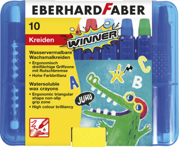 EBERHARD FABER Craie de cire triangulaire WINNER, étui de 10