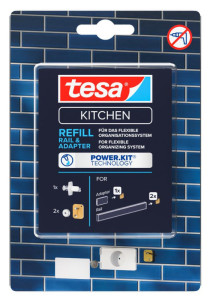tesa KITCHEN Power-Kit Nachfüllset für Wand-Adapter