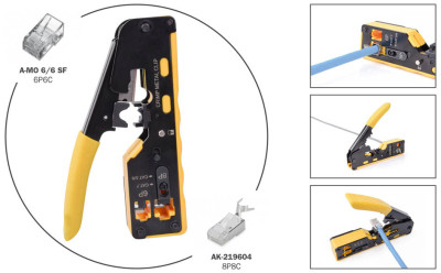 DIGITUS Outil de sertissage multimodulaire, pass through