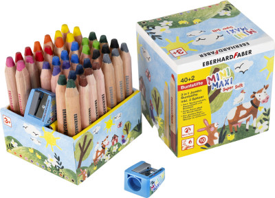 EBERHARD FABER Crayon de couleur 3 en 1 Jumbo MINI MAXI, 40