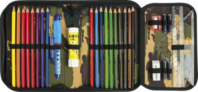 EBERHARD FABER Étui scolaire Camouflage, 32 pièces, gris