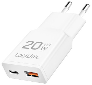 LogiLink Chargeur secteur USB, 1x USB-C (PD), 1x USB-A (QC)