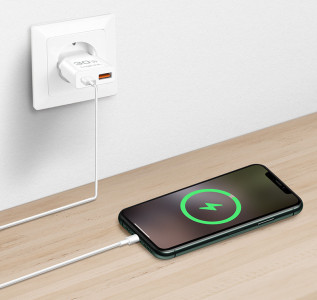 LogiLink Chargeur secteur USB, 1x USB-C (PD), 1x USB-A (QC)